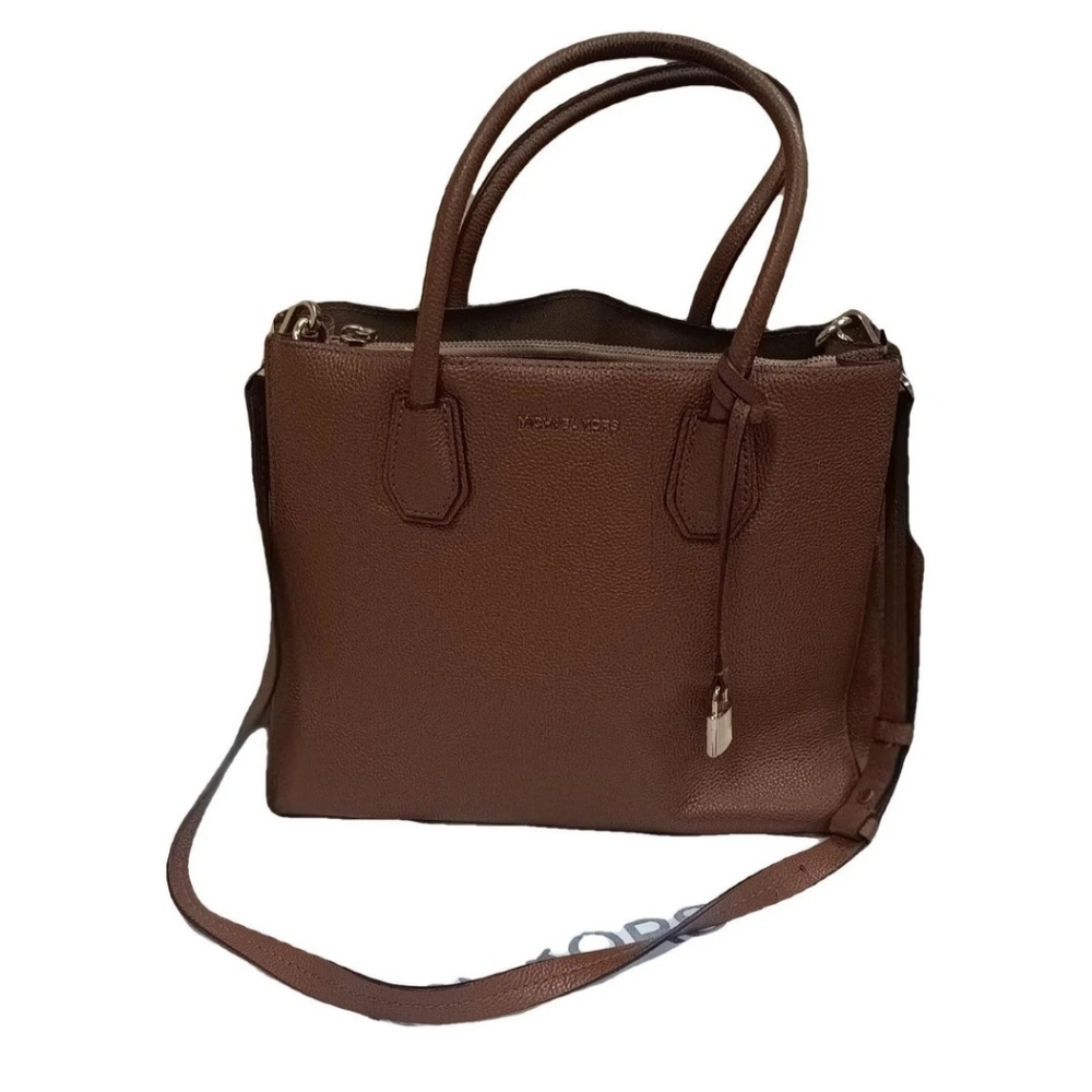 Michael Kors Purse Brown Pebble Mercer Tote Crossbody Strap w/ Dust Bag